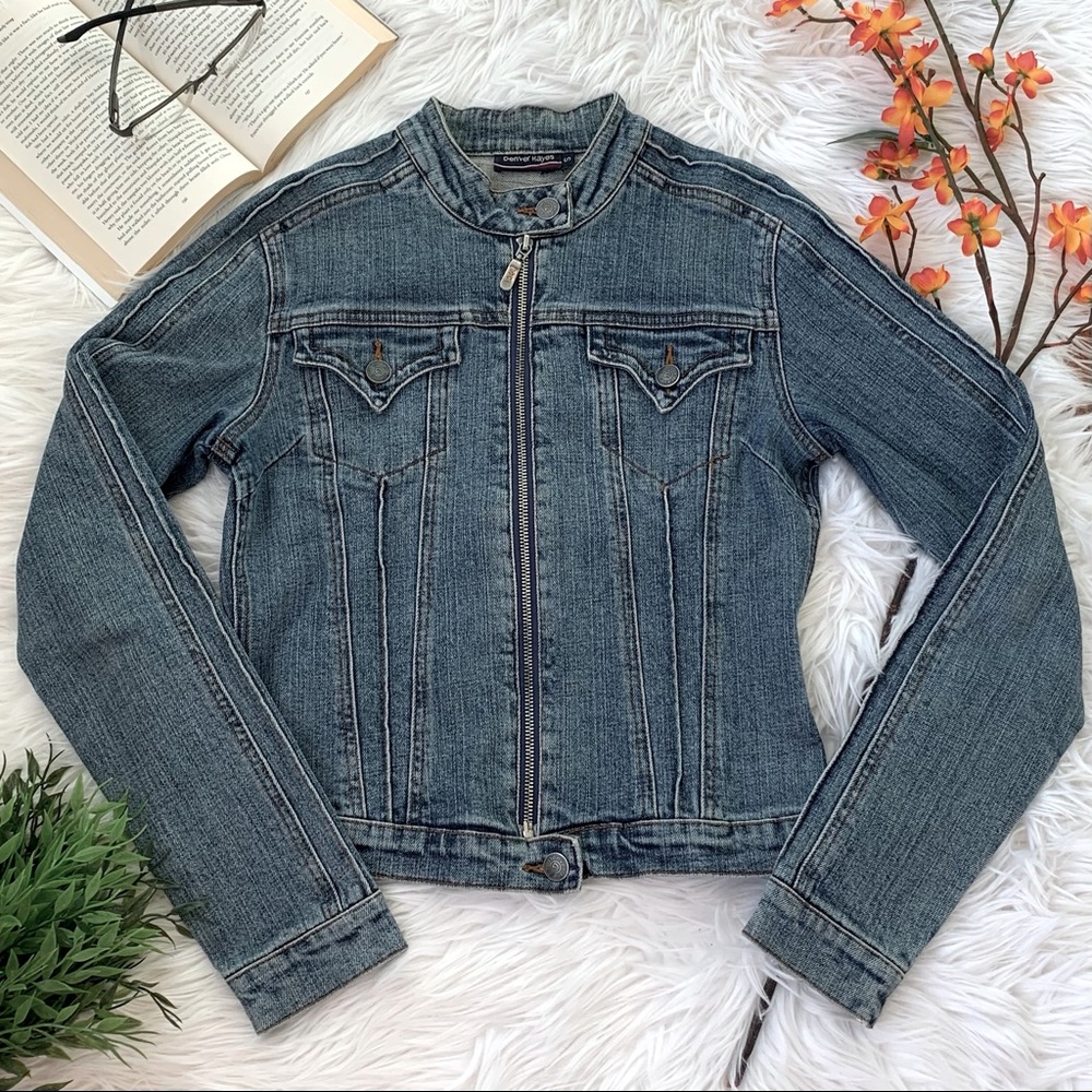 SOLD Denver Hayes Moto Style Stretchy Denim Jacket US S